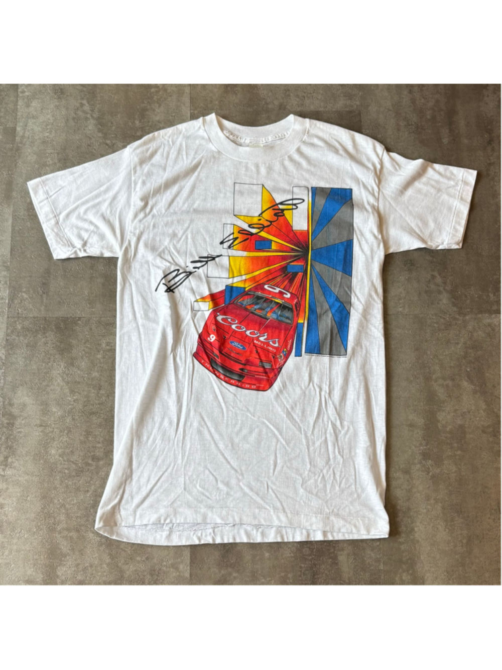Vintage 80s Bill Elliot NASCAR Shirt Mens Large Made in USA Paper Thin Coors